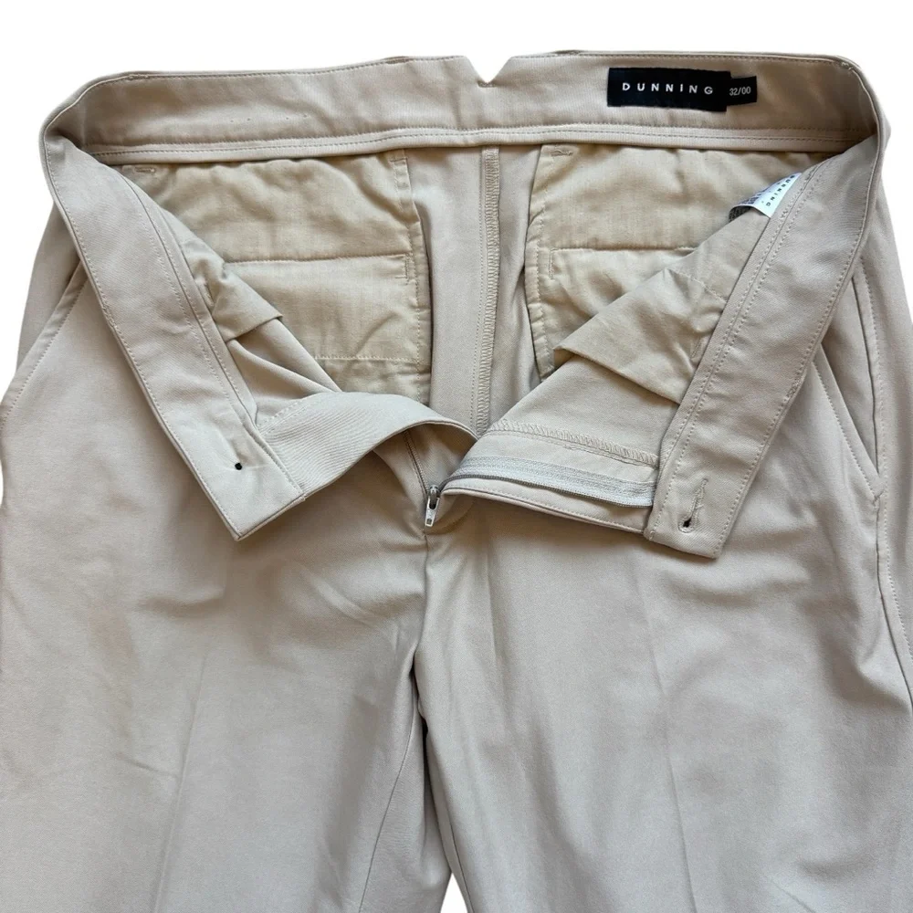 Dunning Men's Golf Pants Beige Khaki Stretch Performance Flat Front 32x32 Summer